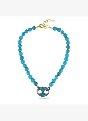 Selin Ecer Aqua Button Kolye