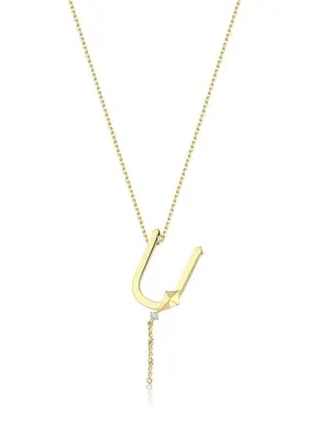 Bendis Design Deniz Ü Harfi Gold 925 Ayar Gümüş Kadın Kolye