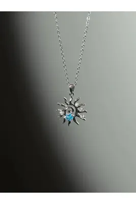 Harlofia Jewelry Çelik Moana İlhamlı Mavi Sarmal Güneş Kolye