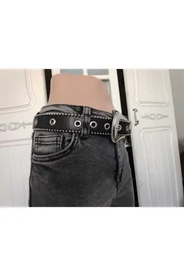 Aksesuar 3 cm zincir detaylı kemer
