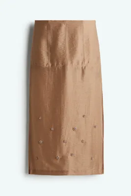 H&M İşlemeli İnce Etek
