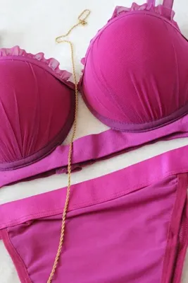 blackstrip Midye Model Saten Şeritli Dolgulu Sütyen Külot Takımı - Bralet Ve Külot Takımı