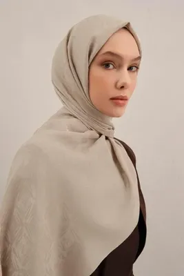 Armine Lyocell Şal - Logo Desen - ALY6-07 - Açık Vizon