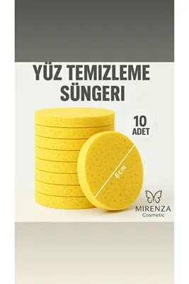 Nano Absolute Yüz Temizleme Süngeri 10'lu Set Selüloz Cilt Bakım Makyaj Temizleyici Sünger Ped