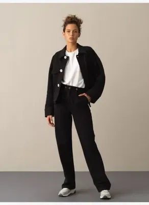 Xint Siyah %100 Pamuk Oversize Ceket