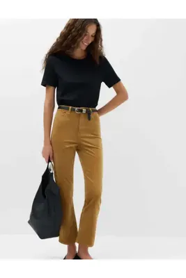 Marks & Spencer Yüksek Belli Fitilli Cropped Flare Pantolon