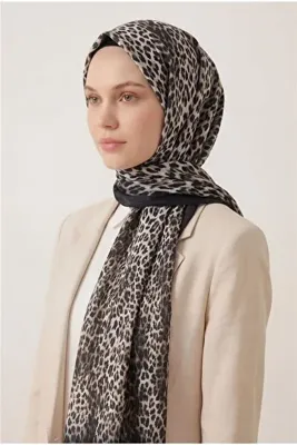 Silk Home Leopar Desen Pamuklu Krem 90x200 Soft Şal