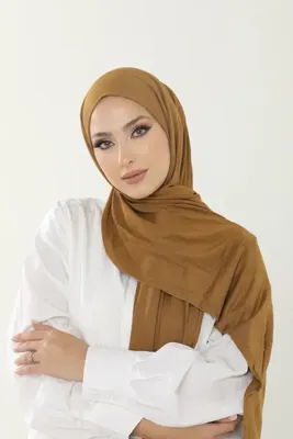 Beyzak Hardal Luxury Penye Şal - Kadın Tesettür Jersey Hijab Lycra Shawl