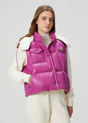 Moncler Pario Koyu Pembe Kapüşonlu Yelek
