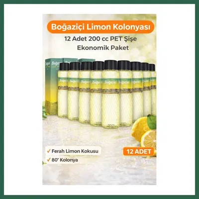 Bezos Boğaziçi Limon Kolonyası 200 Cc Pet Şişe 12 Adet 80 Limon Kokulu Kolonya Ekonomik Çoklu Paket Ob