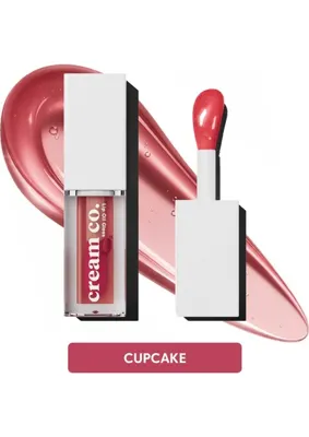Cream Co. Nemlendirici Renkli Lip Oil Gloss | Besleyici Dudak Yağı | Cupcake Gülkurusu | Pdrn Peptit Kolajen