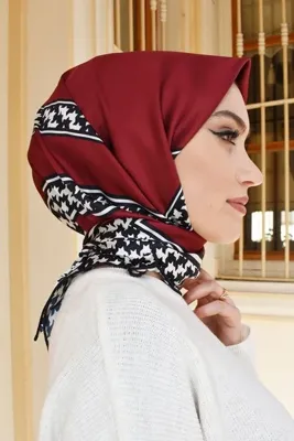 Ma'Polien Basic Kreasyon Twill Eşarp Bordo-siyah