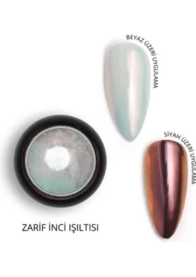 Momo Professional Holografik Efektli Beyaz İnci Tozu, Nail Art, Kalıcı Oje Tırnak Süsleme No.02