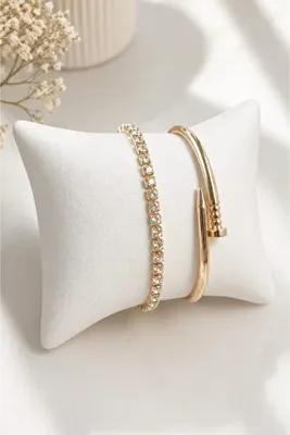 NBS Beautiful Naturel Stones Kadın Kombin Bileklik Gold Kaliteli Bileklik Ve Su Yolu Kombin Bileklik