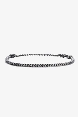 Getto Deri Braided Çelik Bileklik
