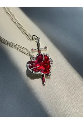 Harlofia Jewelry Bloody Heart Kılıçlı Çift Kolye Seti