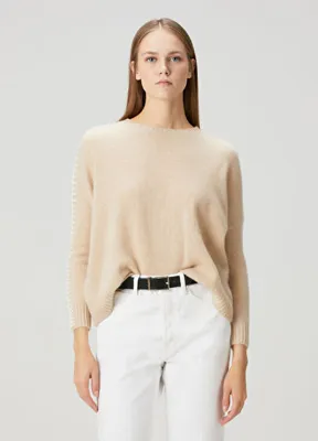Kujten Amea Bej Oversize Kaşmir Triko