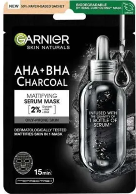 Garnier Saf Kömür Gözenek Sıkılaştırıcı Siyah Kağıt Yüz Maskesi