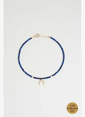 So Chic Hilal Figürlü Lapis Taşlı 14 Ayar Altın Bileklik
