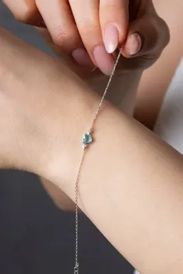 Elika Silver 925 Ayar Gümüş Zirkon Taşlı Minimal Kalp Bileklik