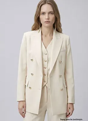 Network CK-1313 Krem Kadın Regular Fit Ceket