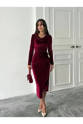 MAXMOOR ELDER Midi Elbise 1281 - Bordo