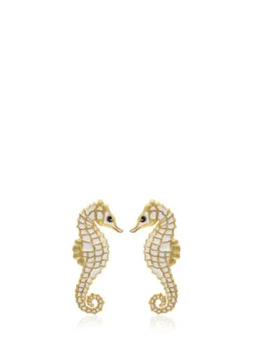 Milou Jewelry Seahorse Beyaz 22 Ayar Altın Kaplama Kadın Küpe