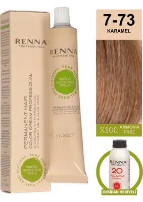 Renna Bitkisel Amonyaksız Saç Boyası 60 ml 7-43 Kumral Dore Bakır Oksidan Hediyeli