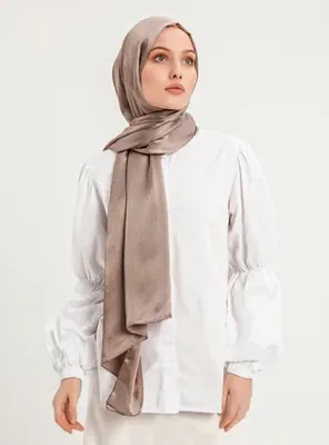 Schaless Janjanlı Krinkıl Şal - Vizon - ŞALESS