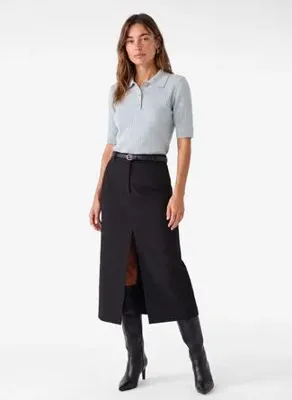 Koton 7WAK90215HT Gri Kadın Polo Yaka Regular Fit Triko Kazak