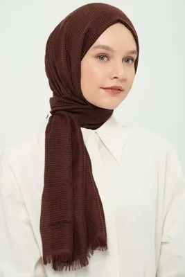 Madame Polo Petonya Şal Koyu Kahve Kırışmayan Terletmeyen Ince Günlük Şal 75x180 Cm