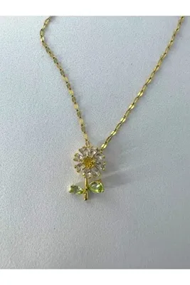 ROA JEWELRY Kararmaz çelik papatya gold kolye