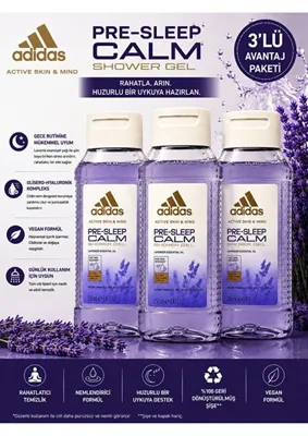 adidas Active Skin & Mind Pre-Sleep Calm Duş Jeli 250 ml - Lavanta Özlü Rahatlatıcı Bakım x 3 Adet