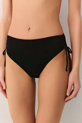 SUWEN Siyah Kapalı Kesim Yanı Büzgülü Bikini Alt