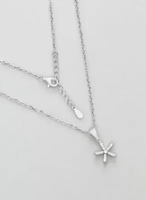 So Chic Minimal Çiçek 18 Ayar Beyaz Altın Kaplama 45 Cm Gümüş Kolye