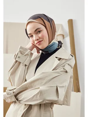 Fresh Scarfs Multı Colors Desen Pamuk İpek Eşarp Kahve