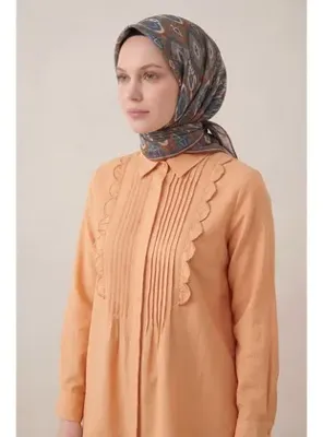 Silk Home Pamuk Karışımlı Soft Eşarp Baklava Desen Koyu Taba 90x90