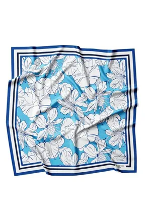 Braelyn London Azure Blossom Twill Desenli İpek Kadın Eşarp 