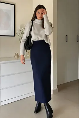 CNG MODA Scuba Beli Lastikli Kalem Etek