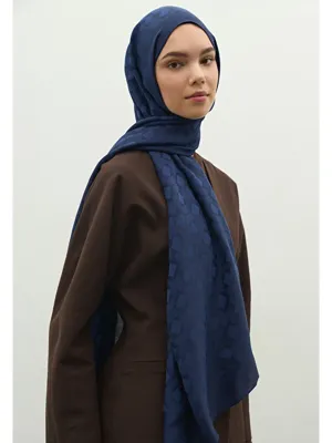 Fresh Scarfs OSLO PAMUK FLOŞ JAKARLI ŞAL GECE MAVİSİ