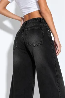 J&KSTORES Straight Wide Leg Geniş Paça Jean
