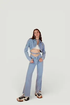 Holly Lolly V Kesim Bel Detaylı Wide Leg Biana Jean Pantolon