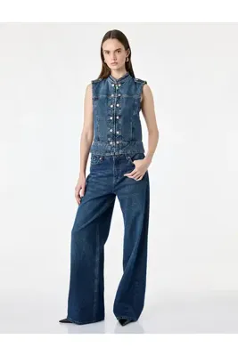 Koton Pamuklu Cepli Geniş Paça Denim Pantolon - Wide Leg Jeans