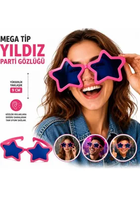 MEGA Tip Yıldız Parti Gözlüğü Pembe Renk