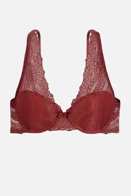 Wonna Dantelli Sütyen - Dolgusuz - 2277 - Bordo