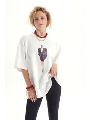 Mai Collection Adrien Oversize Beyaz T-Shirt