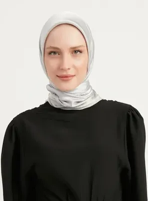 Schaless Janjanlı Krinkıl Eşarp - Gümüş