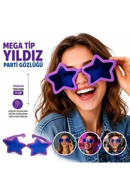 Ronanna Mega Tip Yıldız Parti Gözlüğü Mor Renk