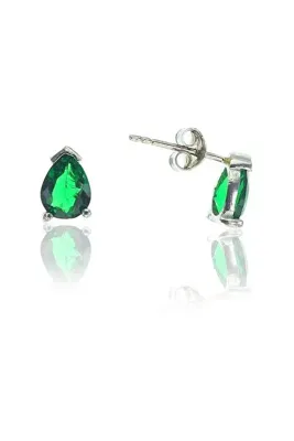 Söğütlü Silver Mini Yeşil Damla Küpe Sgtl8441