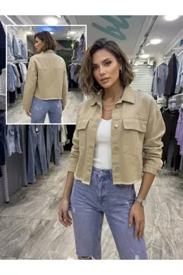 SOLİS MODA Kadın püsküllü gabardin ceket